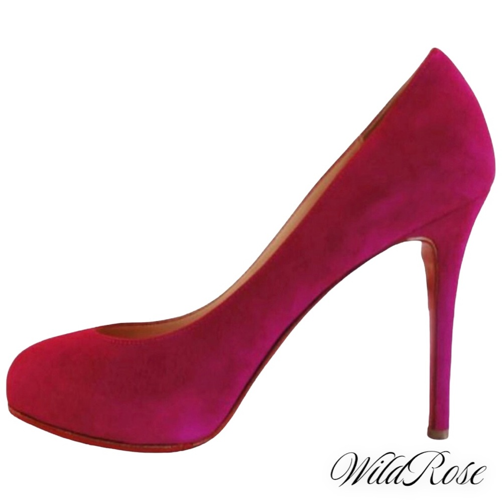 CHRISTIAN LOUBOUTIN Fuchsia Pink Purple SUEDE RON RON 100 Veau Velours PUMPS 36 - Picture 3 of 17